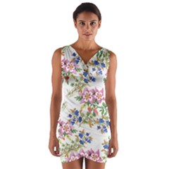 Watercolor flowers pattern Wrap Front Bodycon Dress