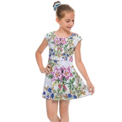 Watercolor flowers pattern Kids  Cap Sleeve Dress