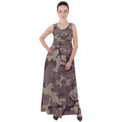 Camo Light Brown Empire Waist Velour Maxi Dress by retrotoomoderndesigns