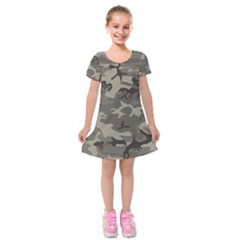 Camo Grey Kids  Short Sleeve Velvet Dress by retrotoomoderndesigns