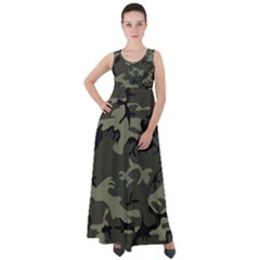 Camo Dark Green Empire Waist Velour Maxi Dress by retrotoomoderndesigns