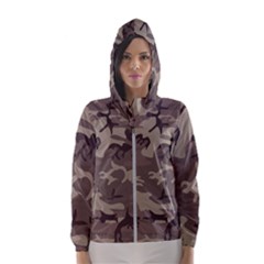 Camo Light Brown Hooded Windbreaker (women) by retrotoomoderndesigns