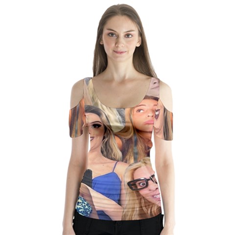 Lele Pons - Funny Faces Butterfly Sleeve Cutout Tee  by Valentinaart