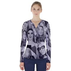 Lele Pons - Funny Faces V-neck Long Sleeve Top by Valentinaart