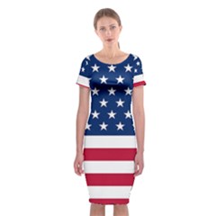 American Flag Classic Short Sleeve Midi Dress by Valentinaart