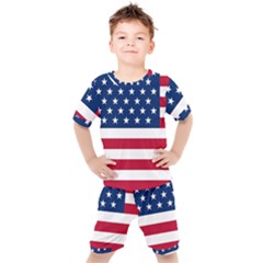 American Flag Kids  Tee And Shorts Set by Valentinaart