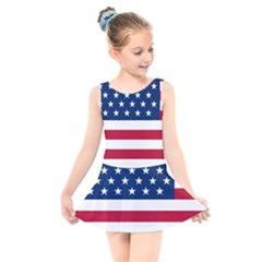 American Flag Kids  Skater Dress Swimsuit by Valentinaart