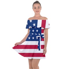 American Flag Off Shoulder Velour Dress by Valentinaart