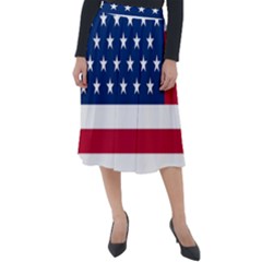 American Flag Classic Velour Midi Skirt  by Valentinaart