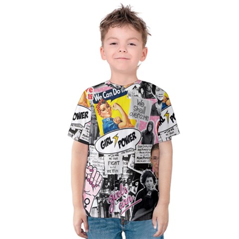 Feminism Collage  Kids  Cotton Tee by Valentinaart