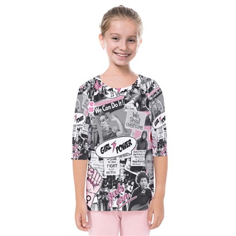 Feminism Collage  Kids  Quarter Sleeve Raglan Tee by Valentinaart