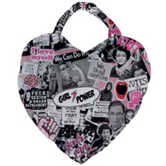 Feminism Collage  Giant Heart Shaped Tote by Valentinaart