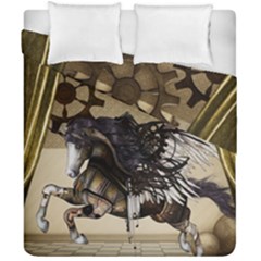 Awesome Steampunk Unicorn With Wings Duvet Cover Double Side (california King Size) by FantasyWorld7