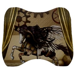 Awesome Steampunk Unicorn With Wings Velour Head Support Cushion by FantasyWorld7