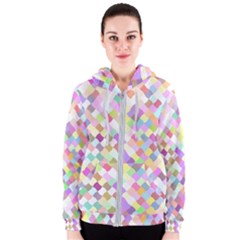 Mosaic Colorful Pattern Geometric Women s Zipper Hoodie by Mariart