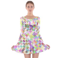 Mosaic Colorful Pattern Geometric Long Sleeve Skater Dress by Mariart