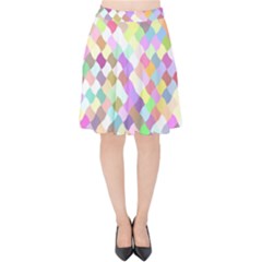 Mosaic Colorful Pattern Geometric Velvet High Waist Skirt