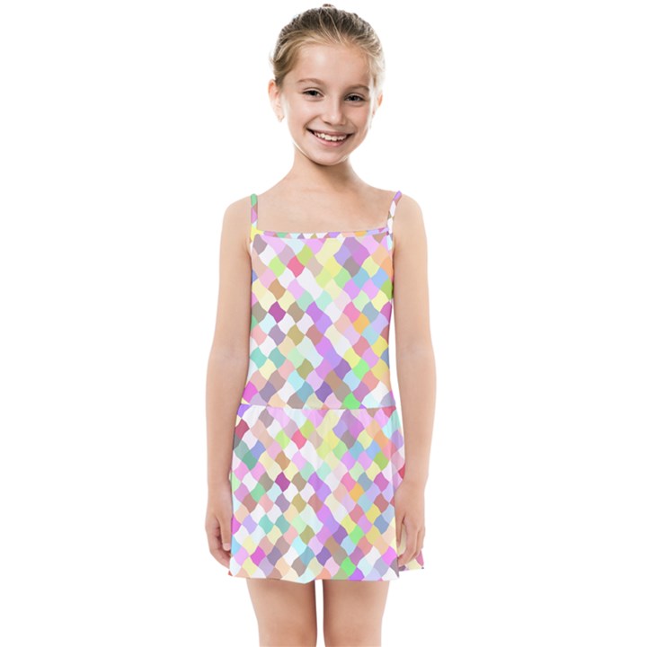 Mosaic Colorful Pattern Geometric Kids  Summer Sun Dress