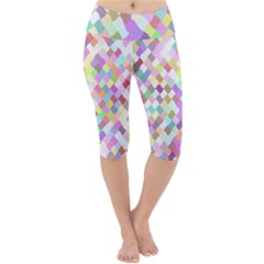 Mosaic Colorful Pattern Geometric Lightweight Velour Cropped Yoga Leggings by Mariart