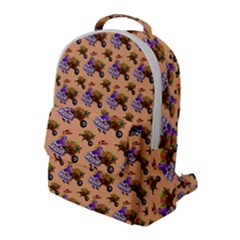 Flowers Girl Barrow Wheel Barrow Flap Pocket Backpack (large)