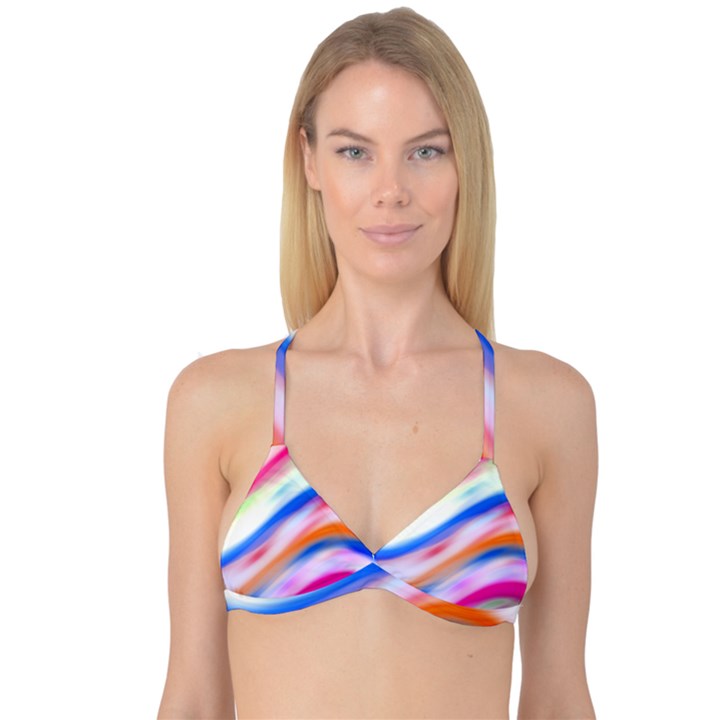 Vivid Colorful Wavy Abstract Print Reversible Tri Bikini Top