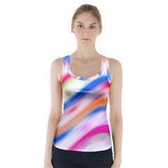 Vivid Colorful Wavy Abstract Print Racer Back Sports Top