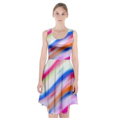 Vivid Colorful Wavy Abstract Print Racerback Midi Dress by dflcprintsclothing