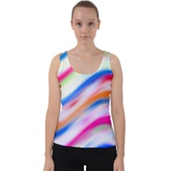 Vivid Colorful Wavy Abstract Print Velvet Tank Top by dflcprintsclothing