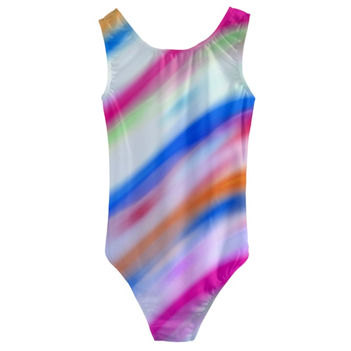 Vivid Colorful Wavy Abstract Print Kids  Cut-Out Back One Piece Swimsuit