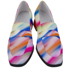 Vivid Colorful Wavy Abstract Print Women s Chunky Heel Loafers by dflcprintsclothing