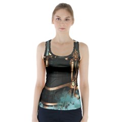 Spirit Of Steampunk, Awesome Train In The Sky Racer Back Sports Top by FantasyWorld7