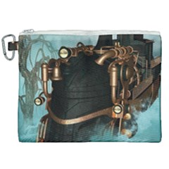 Spirit Of Steampunk, Awesome Train In The Sky Canvas Cosmetic Bag (xxl)