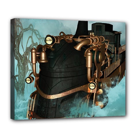 Spirit Of Steampunk, Awesome Train In The Sky Deluxe Canvas 24  X 20  (stretched) by FantasyWorld7