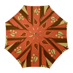 Amber Yellow Stripes Leaves Floral Golf Umbrellas by Mariart