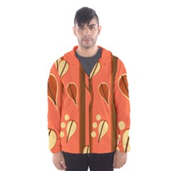 Amber Yellow Stripes Leaves Floral Hooded Windbreaker (men) by Mariart