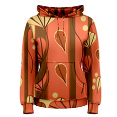 Amber Yellow Stripes Leaves Floral Women s Pullover Hoodie by Mariart