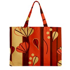 Amber Yellow Stripes Leaves Floral Zipper Mini Tote Bag by Mariart