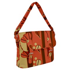 Amber Yellow Stripes Leaves Floral Buckle Messenger Bag