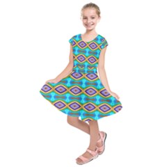 Abstract Colorful Unique Kids  Short Sleeve Dress