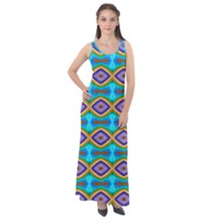 Abstract Colorful Unique Sleeveless Velour Maxi Dress