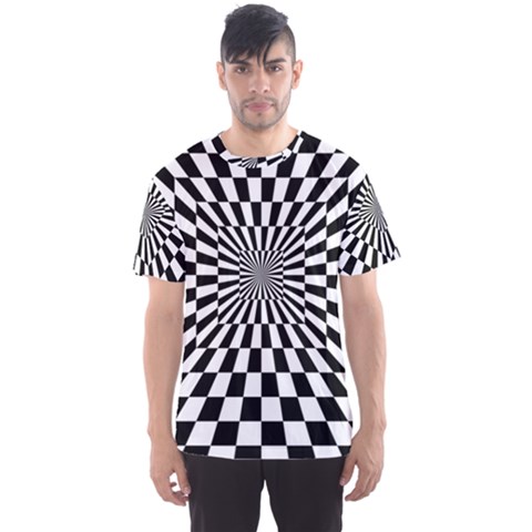 Optical Illusion Chessboard Tunnel Men s Sports Mesh Tee by Pakrebo