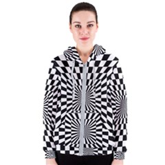 Optical Illusion Chessboard Tunnel Women s Zipper Hoodie by Pakrebo