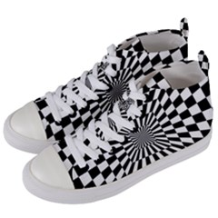 Optical Illusion Chessboard Tunnel Women s Mid-top Canvas Sneakers by Pakrebo