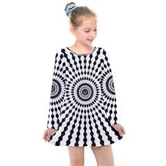 Starburst Sunburst Hypnotic Kids  Long Sleeve Dress by Pakrebo