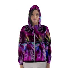 Fractal Circles Abstract Hooded Windbreaker (women) by Pakrebo