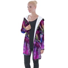 Fractal Circles Abstract Longline Hooded Cardigan by Pakrebo