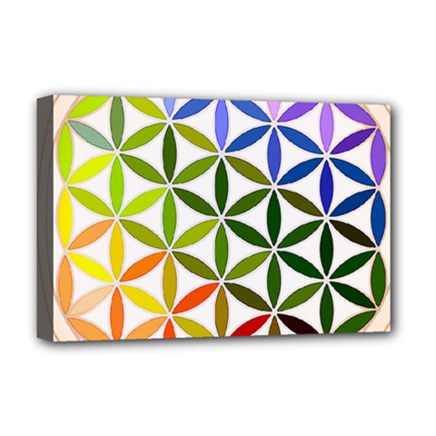 Mandala Rainbow Colorful Reiki Deluxe Canvas 18  x 12  (Stretched)