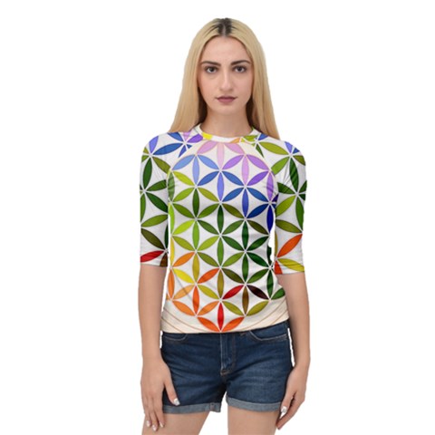 Mandala Rainbow Colorful Reiki Quarter Sleeve Raglan Tee by Pakrebo