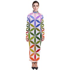 Mandala Rainbow Colorful Reiki Turtleneck Maxi Dress