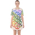 Mandala Rainbow Colorful Reiki Sixties Short Sleeve Mini Dress View1